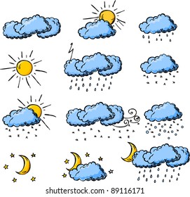 Weather Hand Drawing Icons Stock Vector (Royalty Free) 87276769