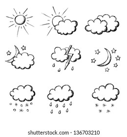 Weather Hand Drawn Icon Set Eps8