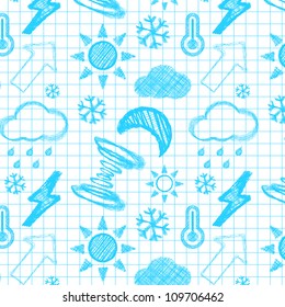 Weather hand drawn seamless pattern. Vector illustration
