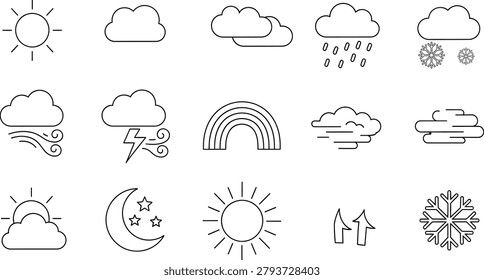 Weather hand drawn sketch icon collection for mobile app website design