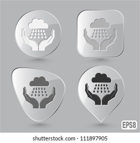 weather in hands. Glass buttons. Vector illustration.