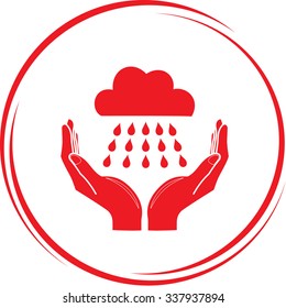 weather in hands. Internet button. Vector icon.