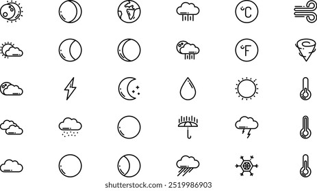 Wetter Hochwertige Vektorsymbol-Kollektion mit editierbarem Strich. Ideal für professionelle und kreative Projekte.