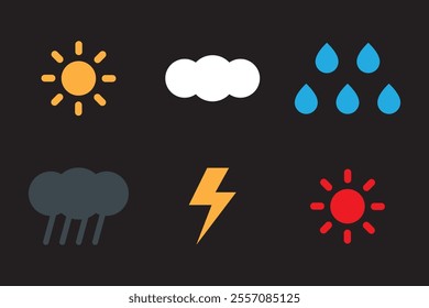 weather hot sunny cloud thunder icon pictogram