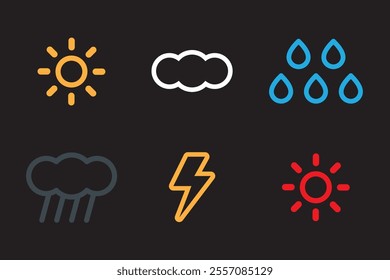 weather hot sunny cloud thunder icon pictogram