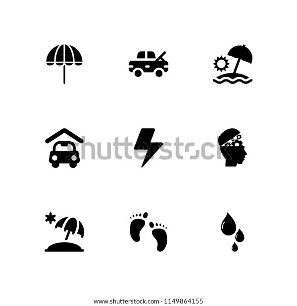 weather icon. 9 weather set\
with head, umbrella, drop and carport vector icons for web and\
mobile app