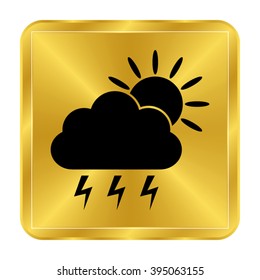 weather icon - black vector icon;  gold button