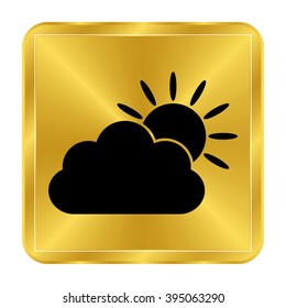weather icon - black vector icon ; gold button