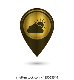 weather icon - black vector icon; golden  map pointer