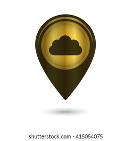 weather icon - black vector icon; golden  map pointer
