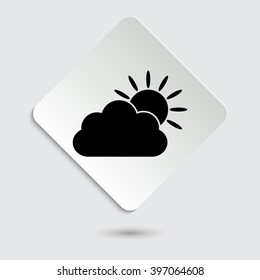weather icon - black vector icon  on a paper button