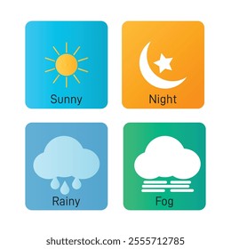 weather icon cartoon elements set