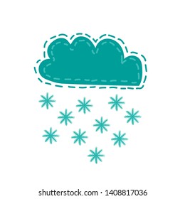 Weather icon in cartoon style. Cloud with snow. Vector illustration
