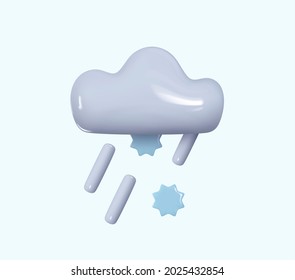 Icono del clima Nube con copo de nieve, lluvia. Diseño realista de símbolos 3d. Ilustración del vector