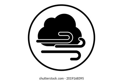 Weather icon of cloud and gust of wind, vector illustration. Sticky symbol of forecast. Meteorological infographics sign. Web icon vector design. EPS10.