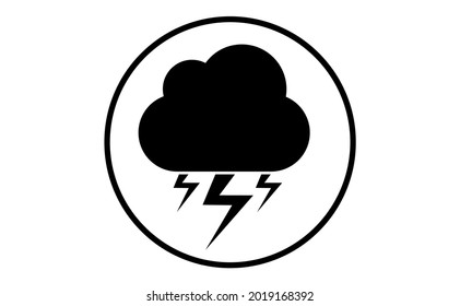 Weather icon of cloud with lightning, vector illustration. Sticky symbol of forecast. Meteorological infographics sign. Web icon vector design. EPS10.