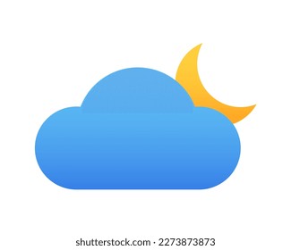 Weather icon of cloud and moon. Gradient colors. Isolated vector illustration on white background.