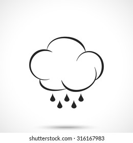 Weather icon. Cloud with rain drops isolated on white background. Cloud symbol. rain symbol.