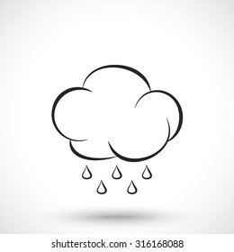 Weather icon. Cloud with rain drops isolated on white background. Cloud symbol. rain symbol.