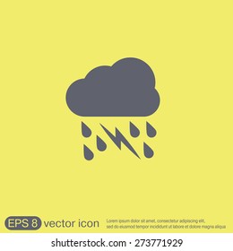weather icon. cloud rain lightning sign