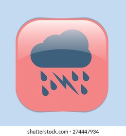 weather icon. cloud rain lightning sign