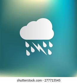 weather icon. cloud rain lightning sign