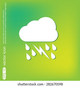 weather icon. cloud rain lightning sign