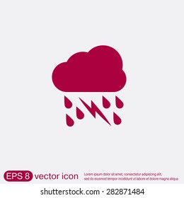 weather icon. cloud rain lightning sign