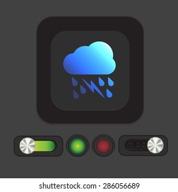 weather icon. cloud rain lightning sign
