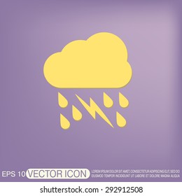 weather icon. cloud rain lightning sign