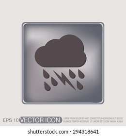 weather icon. cloud rain lightning sign