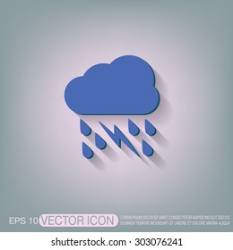weather icon. cloud rain lightning sign