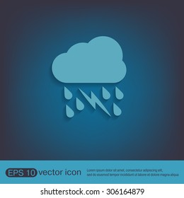 weather icon. cloud rain lightning sign