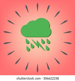 weather icon. cloud rain lightning sign