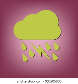 weather icon. cloud rain lightning sign