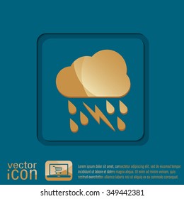weather icon. cloud rain lightning sign
