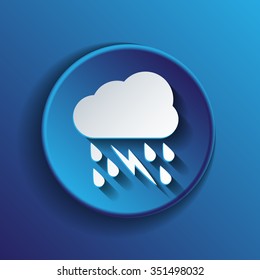 weather icon. cloud rain lightning sign