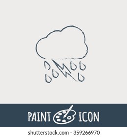 weather icon. cloud rain lightning sign