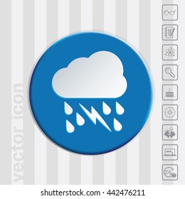 weather icon. cloud rain lightning sign
