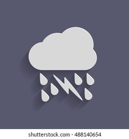 weather icon. cloud rain lightning sign