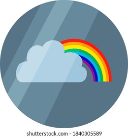 Weather icon with cloud and rainbow image on transparent background