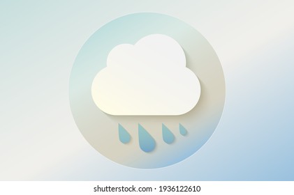 Weather icon of cloud with raindrops. Cartoon colorfull art vector illustration. Sticky symbol of forecast. Meteorological infographics sign. Web icon vector design. EPS10.