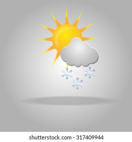 Weather icon with cloud, snow and sun. Symbols.