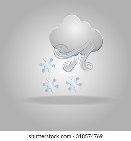 Weather icon with cloud, snow and wind. Symbols.