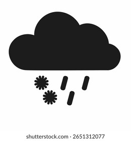 Icono de Clima: Nube con copos de nieve y gotas de lluvia