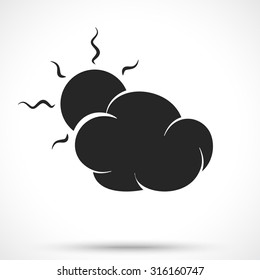 Weather icon. Cloud with sun isolated on white background. Sun symbol. Cloud symbol. 