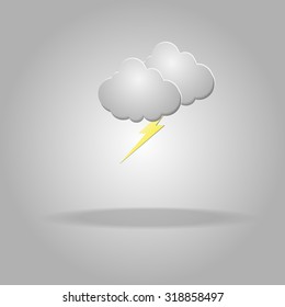Weather icon with clouds and lightning . Symbols. Day.