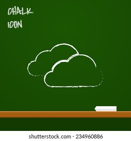 Weather icon of clouds on chalk board. eps10 illustration