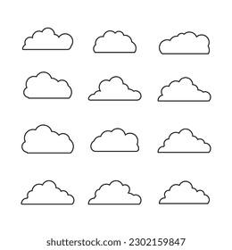 weather icon, clouds vector bundle, Sky cloudy Clipart, black and White clouds eps, Cartoon Clouds bundle, line Art Candy climate graphics vector, outline rain clouds vector silhouette