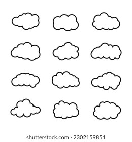 weather icon, clouds vector bundle, Sky cloudy Clipart, black and White clouds eps, Cartoon Clouds bundle, line Art Candy climate graphics vector, outline rain clouds vector silhouette